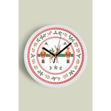 Yılbaşı Temalı Dekoratif Duvar Saati – Yeni Yıl Hediyesi & Modern Tasarım - 30cm - Önü Camlı Beyaz K, JH1220S30BKP