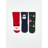 Yılbaşı Temalı Erkek Bebek Soket Çorap 3'lü (W5) - Bright Red - 22