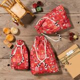 Yılbaşı Temalı Kumaş Kese Torba 3'lü Set – Hediye Paketi & Valiz Organizer | Kırmızı Bez Çanta