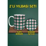 Yılbaşı Temalı Kupa ve Bardak Altlığı Seti - 300 cc