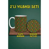 Yılbaşı Temalı Kupa ve Bardak Altlığı Seti - Inox - 300 cc