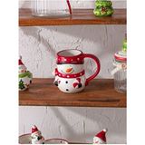 Yılbaşı Temalı Noel Baba Desenli Seramik Kupa Bardak 13X8X10 cm - Beyaz