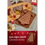 Yılbaşı Temalı Silikon Çam Ağacı Dubai Çikolatası Kalıbı Kahverengi