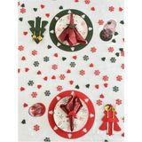 Yılbaşı Temalı Supla Seti, Yılbaşı Yemek Seti 12 Kişilik Kırmızı-Yeşil Karışık Set - 34 x 34 - Kırmızı - Yeşil