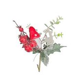 Yılbaşı Yapay Çiçek Mantar Kar Tanesi Geyik Yapraklı 20cm yükseklik 17cm genişlik el yapı
