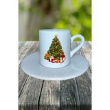 Yılbaşı Yıl Başı Noel Ağacı Baskılı Türk Kahvesi Fincanı Kişiye Özel Model 10