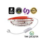 Yıldırım 21 220V Şerit LED Günışığı Renk Yüksek Işık Fişli Anahtarlı Tak Çalıştır - 26 m - 3000K - Gün Işığı