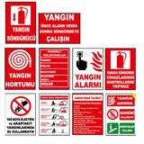 Yıldırım Atölye Fabrika İnşaat İşyeri İş Güvenliği Yangın Uyarı Levhası -10 adet Pvc Levha