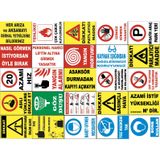 Yıldırım Atölye Fabrika İşyeri PVC İş Güvenliği Uyarı Levhası -25 Adet Paket 16 CVLYLDRMPKT16AD25