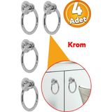 Yıldırım Dekor Lüks Halka Mobilya Dolap Çekmece Kulpu Metal Çift Vida 4 Adet - Krom