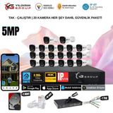 Yıldırım Group Yıldırımgroup 20 Kameralı Sesli 5mp Ip-Gece Renkli Araç ve Yüz Tanımalı Kamera Sistemi-Hazır Kamera Seti