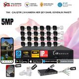 Yıldırım Group Yıldırımgroup 24 Kameralı Sesli 5mp Ip-Gece Renkli Araç ve Yüz Tanımalı Kamera Sistemi-Hazır Kamera Seti