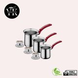 Yıldırım Kitchen Paslanmaz Çelik Cezve Seti Metal Renkli Damlatmayan Ağız Yapısına Sahip