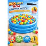 YILDIRIM OYUNCAK 114 Cm Mavi Şişme Top Havuzu 200 Adet 6 Cm Top + Pompa Dahil Çocuk Oyun Havuzu Seti