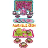 Yıldırım Oyuncak 15 Parça Aksesuarlı Metal Çaydanlık Set Metal Kaliteli Tepsili Aksesuarlı Çaydanlık Çay Fincan Seti - Pembe