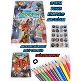 Yıldırım Oyuncak 16 Sayfa Zootopia Figür Boyama Kitabı + 20 Adet Stıcker ve Zootopia Maske 12LI Kuru Boya Kalemli Set