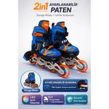 Yıldırım Oyuncak 2in1 Ayarlanabilir Çocuk Pateni LED Işıklı Ön Tekerlekli Denge Modlu Taşıma Çantalı Inline Paten - Mavi