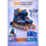YILDIRIM OYUNCAK 2in1 LED Işıklı Çocuk Pateni + Koruyucu Set (Dizlik Dirseklik Bileklik) Taşıma Çantalı İnline Paten