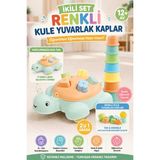 Yıldırım Oyuncak 2’li Eğitici Oyuncak Seti Kaplumbağa Bul-Tak & Renkli Kule Yuvarlak Kaplar Bebek Eğitici Oyuncak 2’li Set Kaplumbağa Bul-Tak & Renkli Kule Oyunu