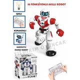 Yıldırım Oyuncak 6 Fonksiyonlu Şarjlı Uzaktan Kumandalı Akıllı Robot Sesli Işıklı Programlama Dans Moonwalk Robot - Kırmızı - Beyaz