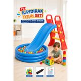 YILDIRIM OYUNCAK 7'li Kaydırak Oyun Seti – Çocuk Kaydırağı, 114×25 cm Havuz, 100 Top, Bul Tak Küp, 6'lı Bardak Kule, Pompası, Yama, İç ve Dış Mekan