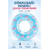 YILDIRIM OYUNCAK 81cm Gökkuşağı Desenli Çocuk Yüzme Simidi 8+ Yaş – Büyük Boy Şişme Simit Havuz ve Deniz Kullanımına Uygun
