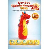 Yıldırım Oyuncak 91 cm Dev Boy Ejderha Hacıyatmaz | Kendiliğinden Kalkar, Dayanıklı Şişme Çocuk Boks Oyuncağı - Mavi - Kırmızı - Sarı
