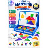 YILDIRIM OYUNCAK 96 Parça Eğitici Manyetik Tangram Seti 25x20cm – Manyetik Tablet Renkli Geometrik Şekiller ve Aktivite Kartlı Zeka Oyunu