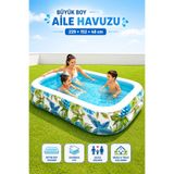 YILDIRIM OYUNCAK Aile Havuzu 229×152×48 cm – Büyük Boy Tropikal Desenli Şişme Bahçe Havuzu, Dayanıklı PVC Çocuk ve Aile Havuzu