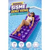 YILDIRIM OYUNCAK Bardaklıklı Şişme Deniz Yatağı 188×71 cm – Baş Yastıklı Bardak Yuvalı Havuz ve Deniz Şişme Yatak