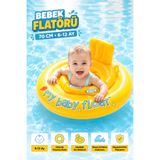 YILDIRIM OYUNCAK Bebek Flatörü 70cm – 6-12 Ay Güvenli Oturaklı Şişme Bebek Simidi, Destekli Sırt Bölmeli Havuz ve Deniz Baby Float