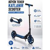 Yıldırım Oyuncak Büyük Tekerlekli Katlanabilir Scooter 3 Kademe Ayarlanabilir Gidonlu 100KG Taşıma Kapasiteli Scooter 12+Yaş - Mavi