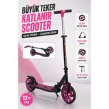 Yıldırım Oyuncak Büyük Tekerlekli Katlanabilir Scooter 3 Kademe Ayarlanabilir Gidonlu 100KG Taşıma Kapasiteli Scooter 12+Yaş - Pembe