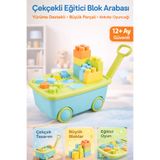 YILDIRIM OYUNCAK Çekçekli Eğitici Blok Arabası 40cm | Aynalı, Şekil Eşleştirmeli, Yürüme Destekli Aktivite Oyuncağı