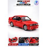 Yıldırım Oyuncak Die Cast Bmw E30 M3 Metal Model Araba 21CM – 1:24 Ölçek, Sergi Standlı, Açılır Kaput Kapı Bagaj, Hareketli Direksiyon ve Aynalı Model Araba - Kırmızı