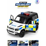 Yıldırım Oyuncak Die Cast Land Rover Defender 90 Metal Model Polis Arabası 12 cm – 1:36 Ölçek, Çek Bırak, Açılır Kapılı Metal Model Araba - Beyaz