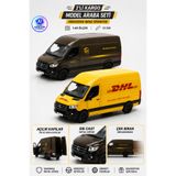 YILDIRIM OYUNCAK Die Cast Mercedes-Benz Sprinter Kargo Arabası 2'li Set 13cm – 1:48 Ölçek Metal Gövdeli Açılır Kapılı Çek Bırak UPS DHL Model Araba