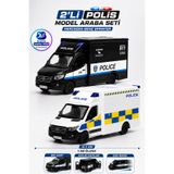 YILDIRIM OYUNCAK Die Cast Mercedes-Benz Sprinter Polis Arabası 2'li Set 12,5cm – 1:48 Ölçek Die Cast Metal Açılır Kapılı Çek Bırak Model Araba