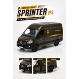 YILDIRIM OYUNCAK Die Cast Mercedes Benz Sprinter UPS Kargo Arabası 13cm – 1:48 Ölçek Metal Gövdeli Açılır Kapılı Çek Bırak Koleksiyon Model Araba