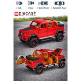 YILDIRIM OYUNCAK Die Cast Sesli Işıklı Kapısı Açılan Çek Bırak Mercedes Benz G Kasa Metal Model Araba 23cm 1:22 Ölçek