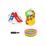 YILDIRIM OYUNCAK Dolu 3001 Ilk Kaydırağım-intex Renkli Bebek Havuz- El Pompası- 6 Cm 100'lü Oyun Havuz Top Seti