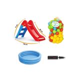 YILDIRIM OYUNCAK Dolu Oyuncak 3001 Il Kaydırağım-intex 3 Boğumlu Havuz- El Pompası- 6 Cm 100'lü Oyun Havuz Top Seti