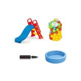 YILDIRIM OYUNCAK Dolu Oyuncak 3028 Kaydırak-intex Kristal Mavi 3 Boğumlu Havuz-el Pompası-6 Cm 100'lü Oyun Topu Set
