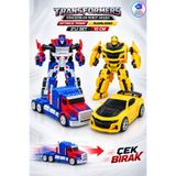YILDIRIM OYUNCAK Dönüşebilen Transformers Robot Araba 2’li Set 10 cm | Çek Bırak Optimus Prime Bumblebee Oyuncak Seti