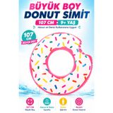 YILDIRIM OYUNCAK Donut Tube Şişme Yüzme Simidi 107cm 9+ Yaş – Büyük Boy Renkli Donut Tasarımlı Havuz ve Deniz Simidi