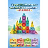 Yıldırım Oyuncak Eğitici 3 Boyutlu Mini Manyetik Yapı Blokları 45 Parça | 3+ Yaş İçin Renkli Tasarım Seti