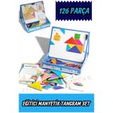 YILDIRIM OYUNCAK Eğitici Manyetik Tangram Yazı Tahtası 126 Parça Set 25 cm