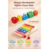 YILDIRIM OYUNCAK Eğitici Öğretici Ahşap Beşli Bultak Ve Ahşap Ksilofon 8 Nota 8 Ton 25 cm 8 Tuşlu Sesli 2li Set
