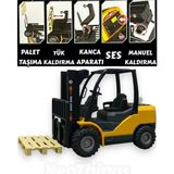 Yıldırım Oyuncak Inşaat Sesli Işıklı Kancalı Palet Aksesuarlı Ful Fonksiyonlu 25 cm Iş Makinesi Oyuncak Forklift - Sarı