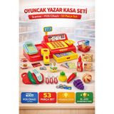 YILDIRIM OYUNCAK Joy Market Yazar Kasası 43 Parça- 10 Parça Kesme Meyve Sebze Toplam 53 Parça 2'li Set
